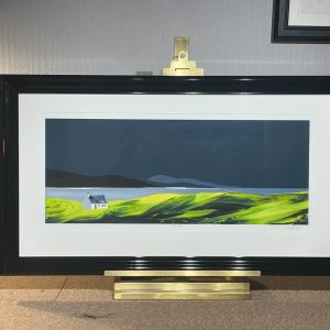 Limited edition signed copy of Luskintyre by Jay Nottingham. Mounted and framed in high quality black contoured moulding
